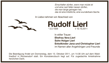 Traueranzeige von Rudolf Lierl von Pegnitz-Zeitung